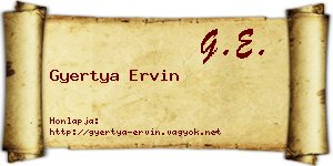 Gyertya Ervin névjegykártya